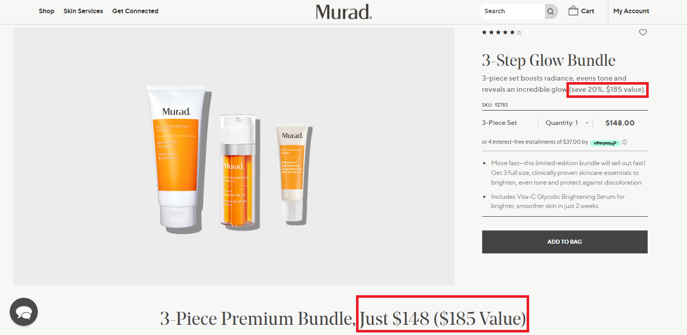 Murad Bundle deal to increase average order value